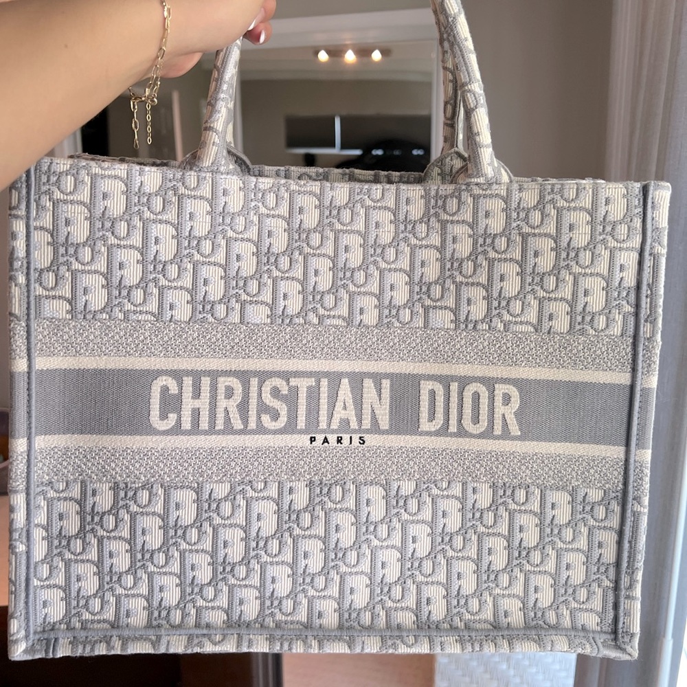 Dior medium book tote grey